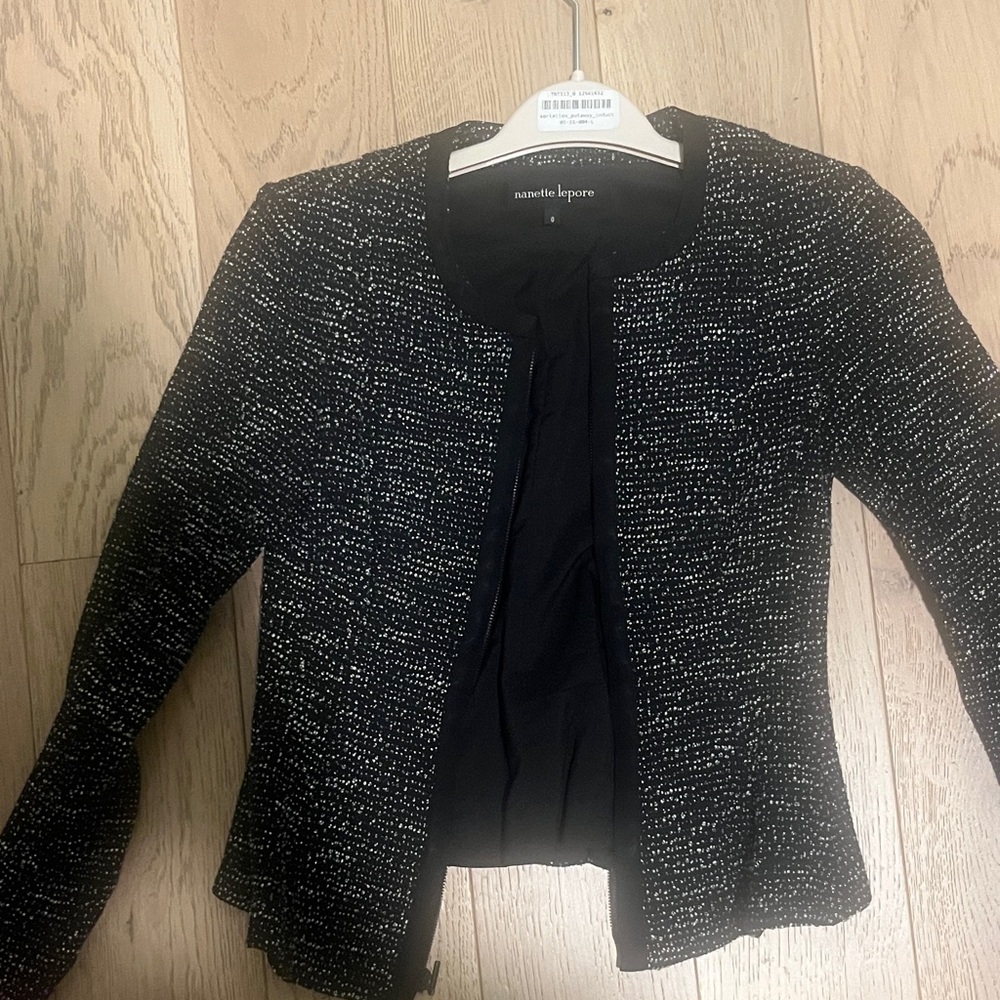 Nanette Lepore Black and White Tweed Blazer